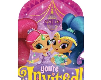 Shimmer and Shine Save the Date Invitations – Birthday Party Supplies – 8 Cards with Envelopes & Stickers