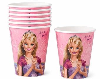 Barbie Celebration Paper Cups 9 oz Birthday Party Tableware 8 Ct