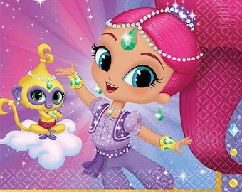 Shimmer and Shine Dessert Napkins Birthday Party Supplies 16 Per Package NEW
