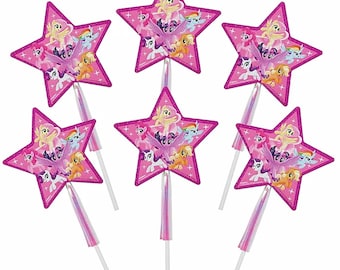 My Little Pony Glitter Star Wands Birthday Party Favor Decorations 6 Ct