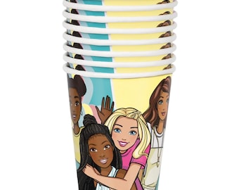 Barbie And Friends Paper Cups Birthday Party Tableware 9 oz 8 Count