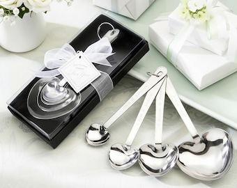 Heart Shaped Measuring Spoons Wedding Party Favors Love Beyond Measure Set of 4