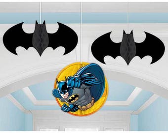 Batman Honeycomb Hanging Decorations Birthday Party Decor 3 Pieces New