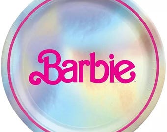 Barbie Malibu Iridescent Paper Lunch Plates 8 Ct Birthday Party Tableware