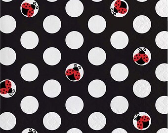 Ladybug Dessert Napkins Birthday Party Supplies Paper 16 Per Package New