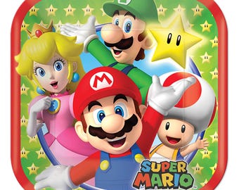 Super Mario Brothers Paper Dessert Plates Birthday Party Tableware 8 Ct