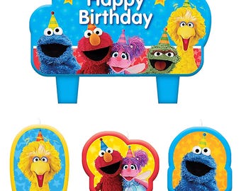 Sesame Street Candles Molded Cake Topper Set 4 Piece Elmo Big Bird Cookie Monster