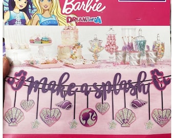 Barbie Deluxe Glitter Make A Splash Birthday Party Banner 2 Piece