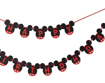 Mickey Mouse Classic Happy Birthday Jointed Banner Birthday Party Supplies New