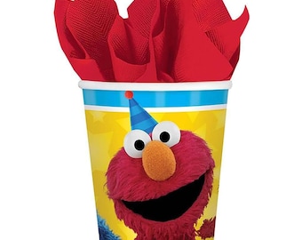 Elmo Sesame Street Cookie Monster Paper Cups Birthday Party Tableware 8 Ct