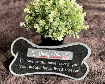 Engraved Dog Bone Memorial Stone: Pet Loss Sympathy Gift