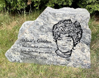 Memorial Portrait: Engraved Memory Stone Natural Granite Engraved Picture