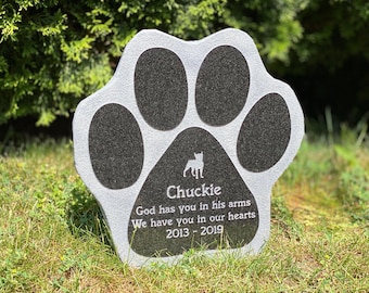 Paw Print Memorial Stone: Pet Loss Gift Natural Granite