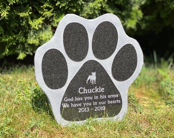 Hand Carved Natural Stone Pet Memorial – Personalised With Name, Dog Or Cat Memorial Plaque