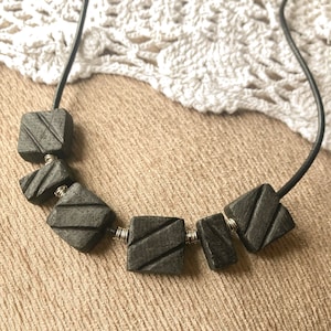 Irish Bog Oak Carved Pendant Necklace with Wire Detail Gift - Handmade