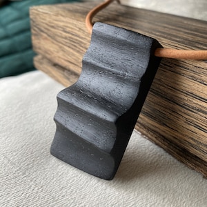 Irish Bog Oak Carved Necklace Gift - Handmade