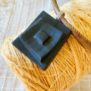 Irish Bog Oak Carved Rectangle Pendant - Handmade