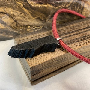 Irish Bog Oak Raw Carved Pendant - Handmade