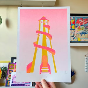 Helter-Skelter Art Risograph Druck | DIN A4 | Ungerahmt | Plakat