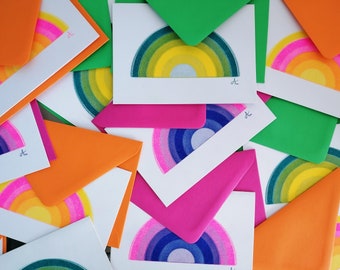 Mini Rainbow Blank Greeting Card Three Pack | A6 | Risograph printed