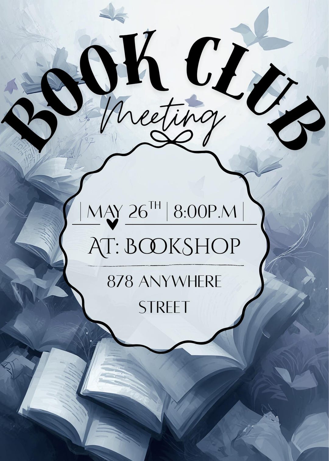 Book Club Invite Template - Etsy