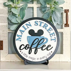 10" Main Street Coffee Sign // Disney-inspired Coffee Decor // Mickey Coffee Farmhouse Sign