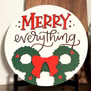 Mini Merry Everything Christmas Disney- Inspired Sign // Disney Christmas Farmhouse Decor // Disney Christmas Gift Home Decor