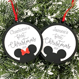 Personalized Baby's First Christmas Mickey Christmas Ornament // Disney-inspired Christmas ornament // custom Disney baby ornament //
