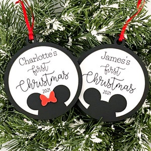 Personalized Baby's First Christmas Mickey Christmas Ornament // Disney-inspired Christmas ornament // custom Disney baby ornament //