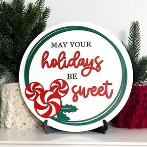 10&quot; Peppermint Disney-Inspired Christmas sign // May Your Holidays Be Sweet // Disney Christmas decor // Holiday mantle shelf decor