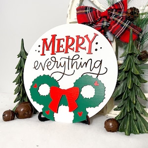 10&quot; Merry Everything Christmas Disney- Inspired Sign // Disney Christmas Farmhouse Decor // Christmas wreath decor