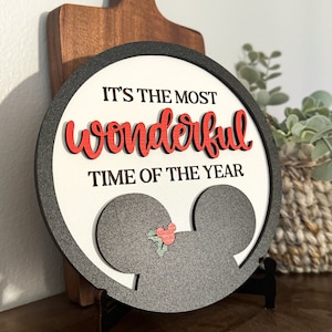 Mini Most Wonderful Time of the Year Christmas Disney- Inspired Sign // Disney Christmas Farmhouse Decor // Disney Christmas Gift Home Decor