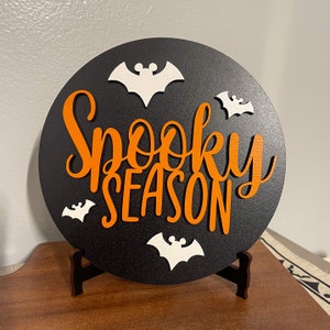 Mini Spooky Season Mickey Bats Halloween tiered tray sign with display easel // Halloween Spooky Season shelf decor //