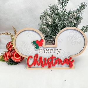 Merry Christmas Mickey Holiday Sign // Disney Christmas Decor // Mickey Christmas Gift Home Decor