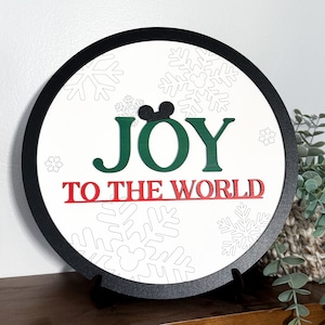 10&quot; Joy to the World Disney- Inspired Sign // Disney Christmas Farmhouse Decor // Christmas Disney Snowflake decor