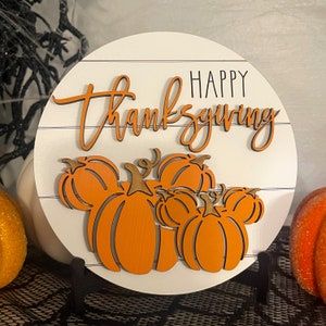 Mini Happy Thanksgiving tiered tray sign with display easel // Disney-inspired Thanksgiving decor // Disney Fall tiered tray shelf decor