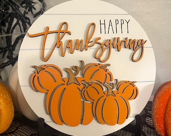 Mini Happy Thanksgiving tiered tray sign with display easel // Disney-inspired Thanksgiving decor // Disney Fall tiered tray shelf decor