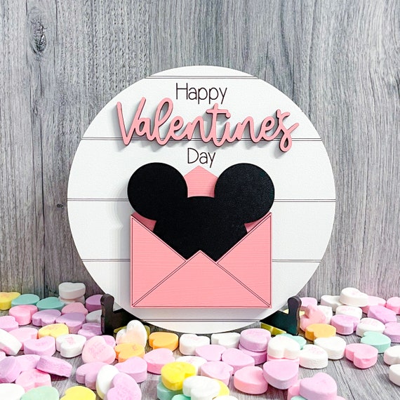 Mini Pink Disney-inspired Valentine's Day Sign // Mickey Love Letter // Disney  Valentine's Day Decor // Disney Valentine 