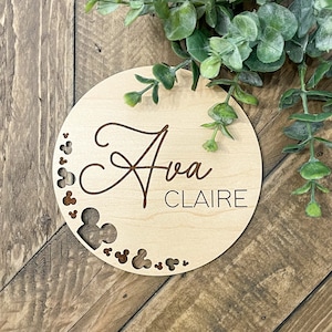 5&quot; Baby Name Sign // Disney Inspired Newborn Birth Announcement // Baby Shower Gift // Hospital Name Sign // Baby Arrival Sign