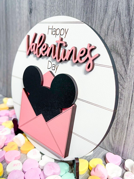 Mini Pink Disney-inspired Valentine's Day Sign // Mickey Love Letter // Disney  Valentine's Day Decor // Disney Valentine 