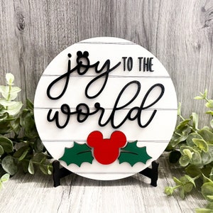 Mini Joy to the World Disney-Inspired Christmas sign & tiered tray decor // Holiday Tiered Tray decor // Disney Christmas decor