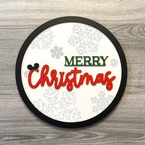 10&quot; Merry Christmas Disney- Inspired Sign // Disney Christmas Farmhouse Decor // Christmas Disney Snowflake decor