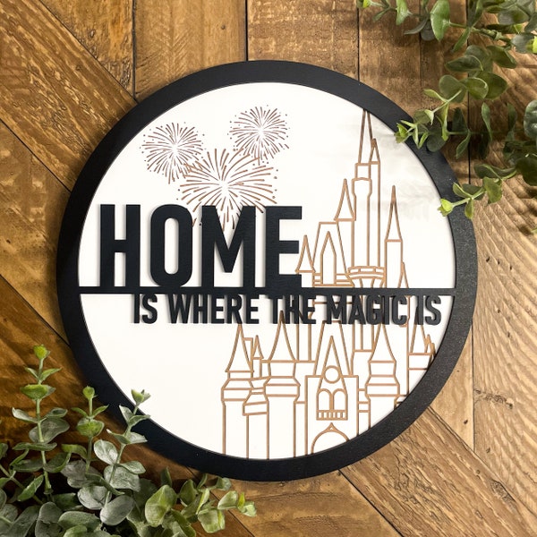 10" Home Is Where The Magic Is Sign // Disney-inspired Home Decor // Disneyland or Disney World Castle Sign