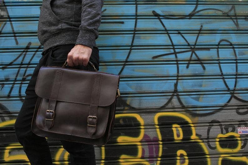 Leather Briefcase Dark Brown Leather unisex bag Leather Bag Leather Briefcase Men bag Gift For Men Laptop Business Bag Gift For Him
