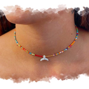 Rainbow Choker. Rainbow Ckoker with a mother of Pearl pendant.