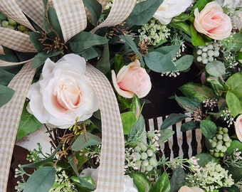 Timeless Beauty perfect gift Exquisite Floral Wreath with Country Charm Handcrafted Elegance by Petals and Twigs