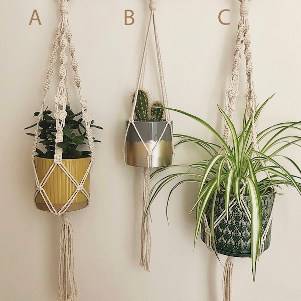 Colgador de plantas Macrame, hecho con algodón reciclado