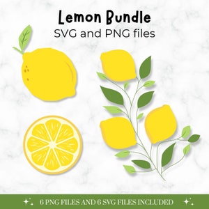 Bundle SVG citron - Cricut - citrons PNG - clipart - mignon citron Cricut SVG - chemise citron - fond transparent - fruits - png et svg