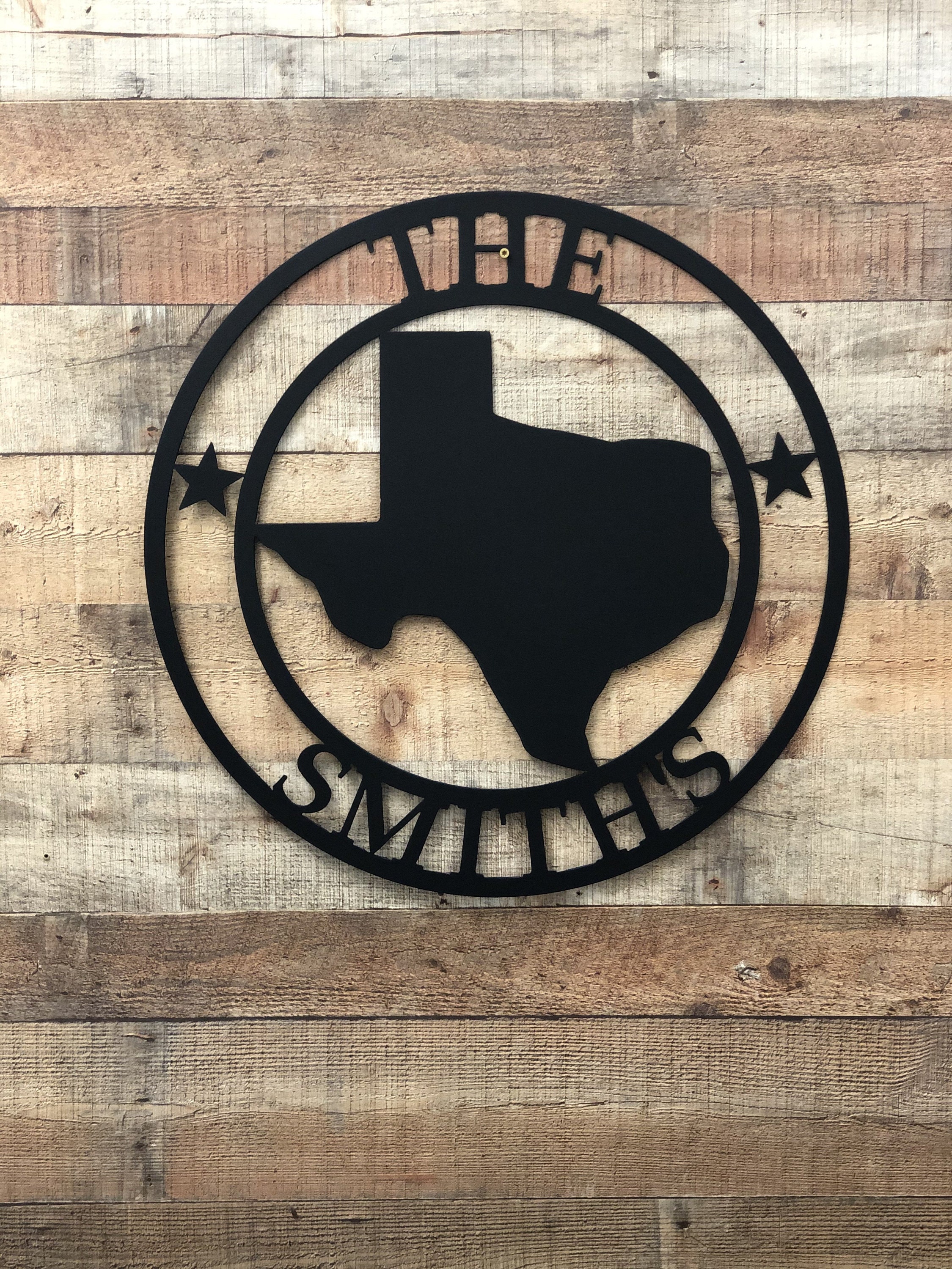 Texas State Circle Monogram #1 Personalized Metal Art Décor Wedding Birthday New Home Gift