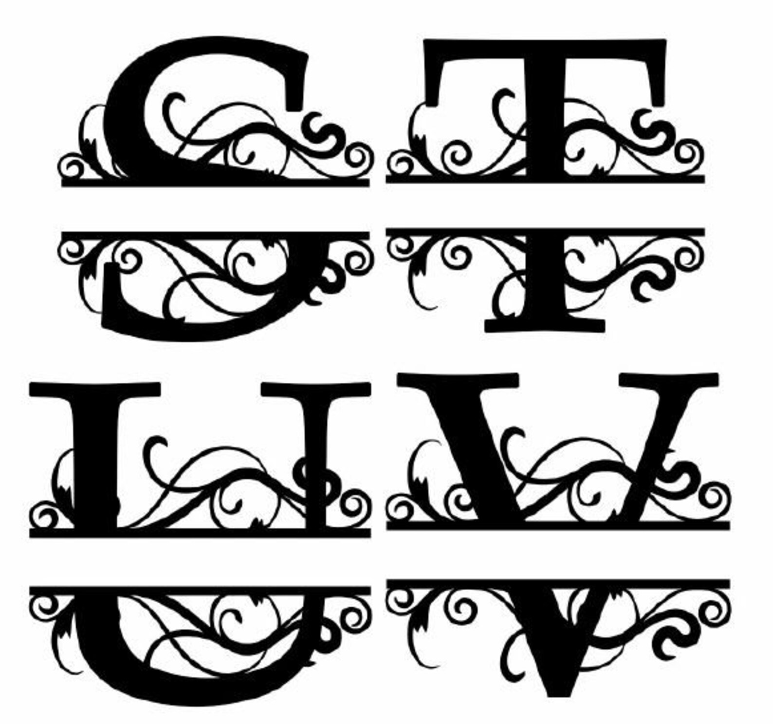 Fancy Last Name Monogram Etsy